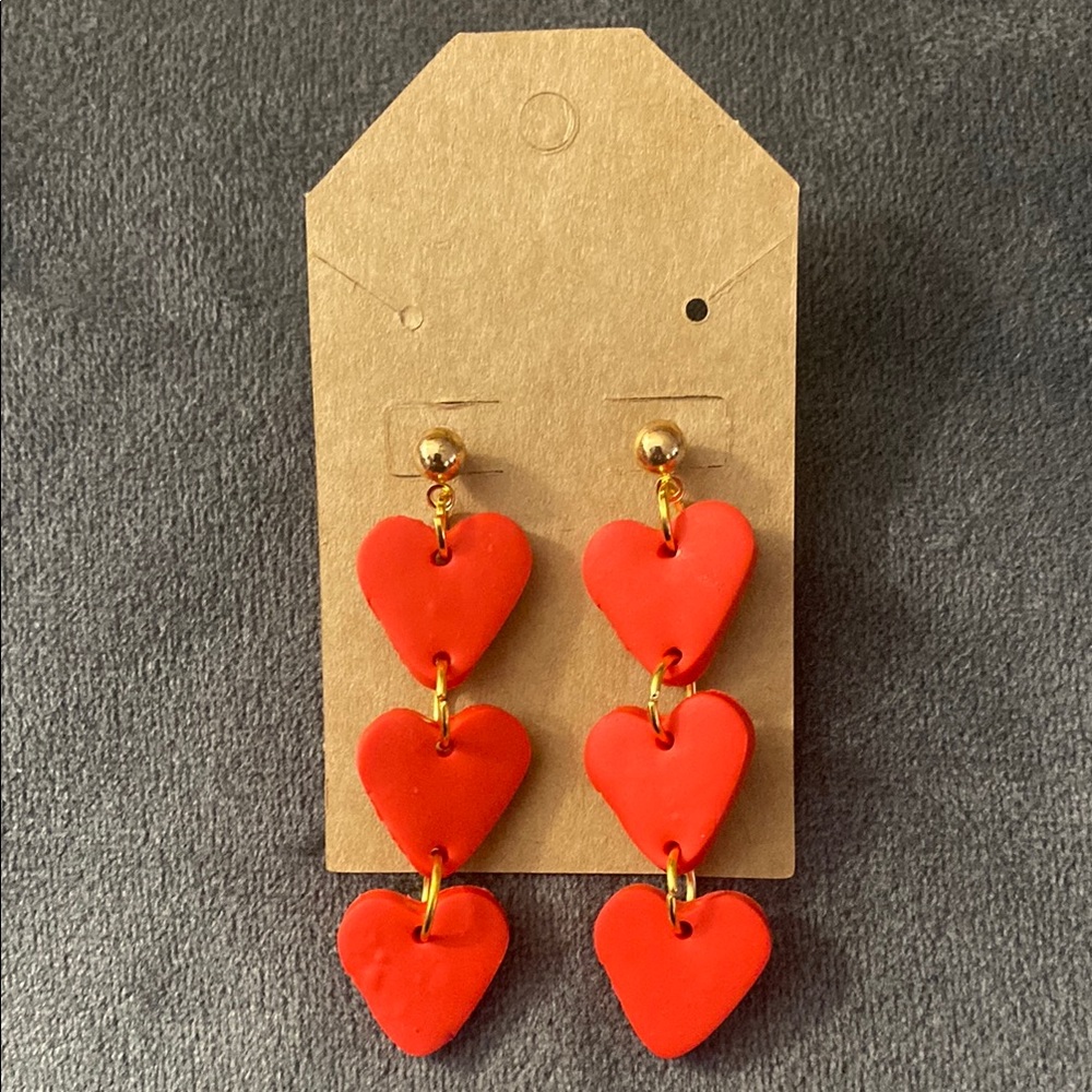 Red Heart Drop Earrings